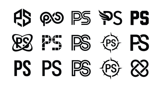 Ps monogram logo collection: diverse lettermark styles with monogram lettermark alphabet initials identity typography creative abstract collection variation stylized business branding