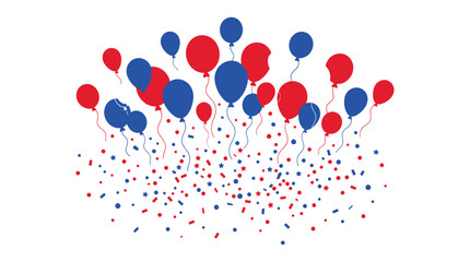 Red white and blue balloons with confetti vector illustration © Sakilcreative 