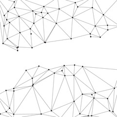 Naklejka premium Abstract white background with black dots and lines network, geometric shapes for business and technology design.