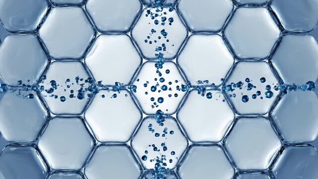 Cinematic Close-Up Of An Abstract Hexagonal Pattern With A Blue Diamond At The Center Ideal For Backgrounds And Graphic Design