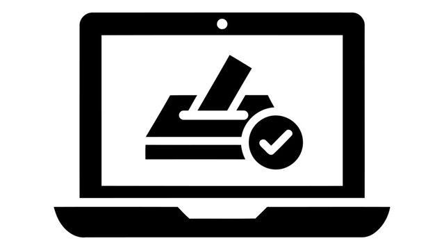 Online voting icon digital ballot box on a laptop screen electronic election concept vector illustration isolated on whi