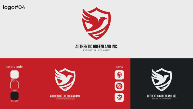 Majestic eagle flying inside a shield emblem security and defence logo.