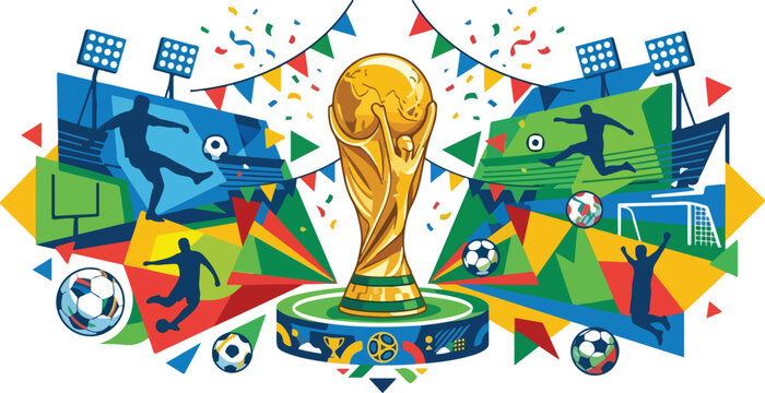 Modern Football Championship Trophy Infographic Vector Illustration on White Background