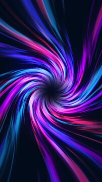 Abstract colorful blue and pink spiral tunnel moving on black background. High quality 4k footage