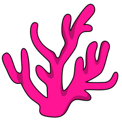 Obraz premium Pink branching coral underwater marine organism, ocean reef element vector illustration design.