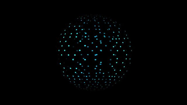 3D sphere features an animated digital grid, Data technologic world. High quality 4k footage