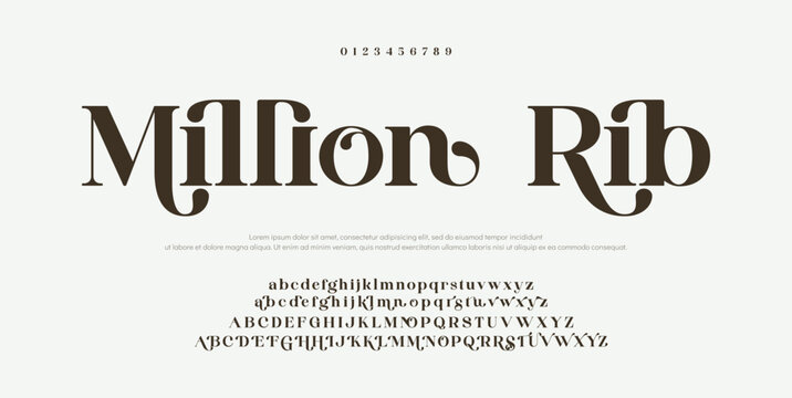 Million Rib Elegant alphabet letters font and number. Classic Lettering Minimal Fashion Designs. Typography modern serif fonts regular decorative vintage concept. vector illustration