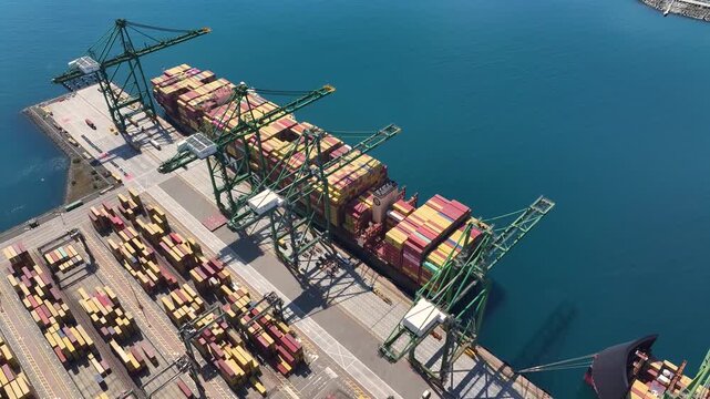 Container logistics at major ports showing shipping congestion and cargo delivery delays in global supply chain operations