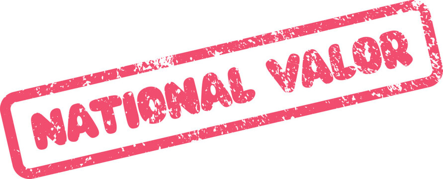 Distressed pink rubber stamp featuring the important message of national valor for patriotic and military themes