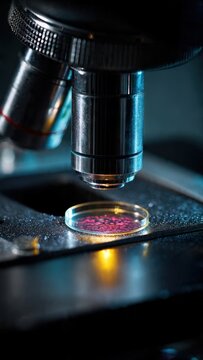 Microscope Examining Cellular Sample