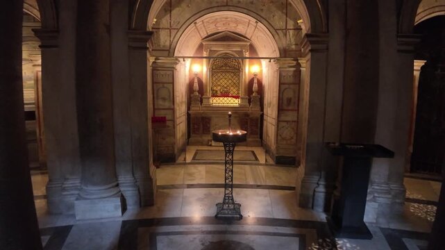Ancient Style Catacomb Crypt Interior Of Santi XII Apostoli Rome