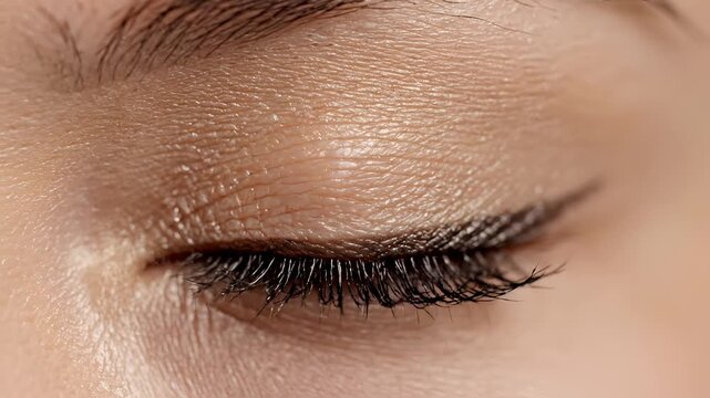 Closeup of a Beautiful Human Eye with Green and Brown Iris.