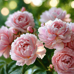 Obraz premium Soft Pink Peony Oil Painting with Bokeh Background