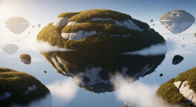 Floating islands fantasy landscape