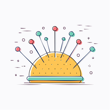 Illustration of a pincushion with pins