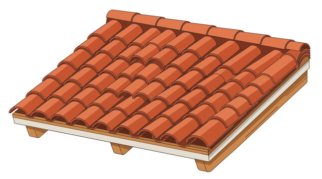 Illustration of a classic house roof with tiled roofing construction vector and modern roof design on a clean white background.