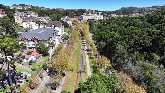 Winter Destination In Campos Do Jordao In Sao Paulo Brazil. Mantiqueira Mountain. Downtown Cityscape. European Architecture. Winter Destination In Campos Do Jordao In Sao Paulo Brazil. Tourism Travel.