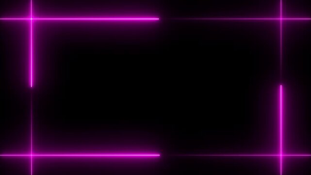 Purple Neon Rectangle Frame Border on Black Background Keywords: red, blue, neon, frame, border, rectangle, glowing, light, electric, abstract