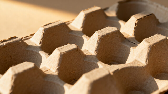 Close up of recycled cardboard molded pulp packaging texture