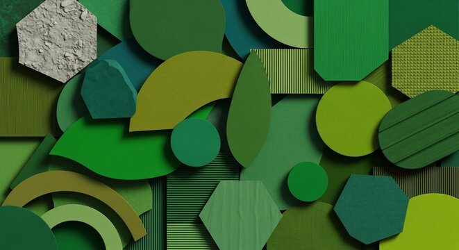 Abstract green shapes composition