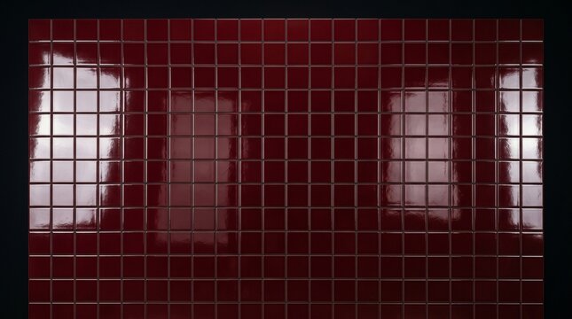 Glossy Deep Burgundy Dark Red Ceramic Square Tile Wall Background Texture Luxury Modern Bathroom Kitchen Interior Design Dramatic Bold Pattern Seamless Grid Decor