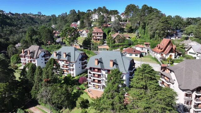 Campos Do Jordao Skyline In Sao Paulo Brazil. Mantiqueira Mountain Range. Winter  Destination. Brazilian Switzerland. Campos Do Jordao Skyline In Campos Do Jordao In Sao Paulo Brazil. Travel Vacation.