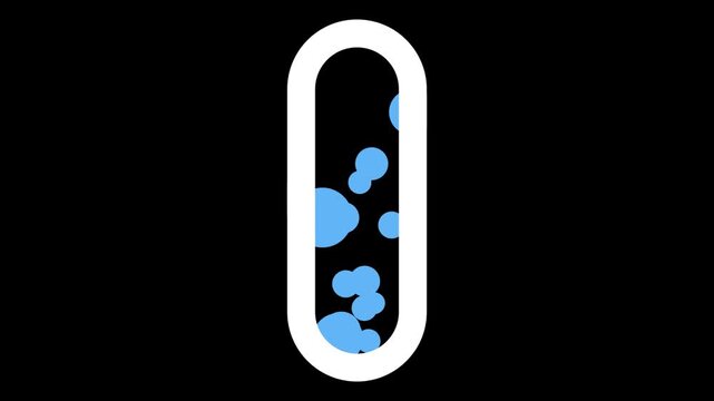 Abstract animation of a white capsule containing blue moving circles on a black background. Suitable for minimalist UI, loading screens, and motion design.