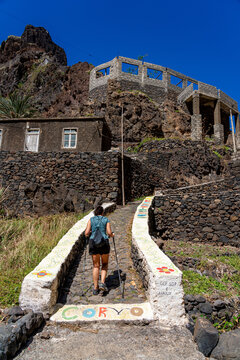Arrival at the village of Corvo in Vale do Paul, Cape Verdean island of Santo Ant&atilde;o, Cape Verde.