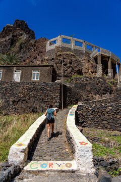 Arrival at the village of Corvo in Vale do Paul, Cape Verdean island of Santo Ant&atilde;o, Cape Verde.