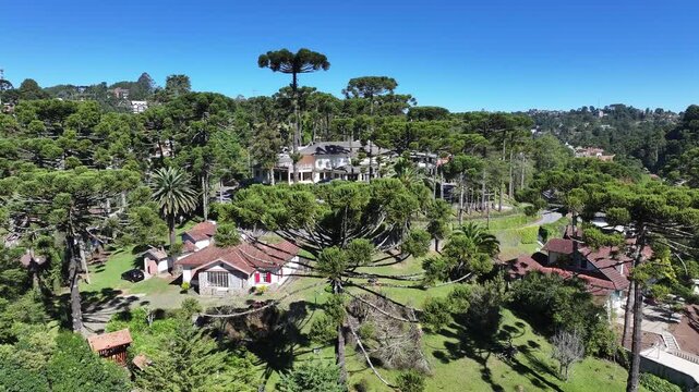 Winter Destination In Campos Do Jordao In Sao Paulo Brazil. Mantiqueira Mountain. Downtown Cityscape. European Architecture. Winter Destination In Campos Do Jordao In Sao Paulo Brazil. Tourism Travel.