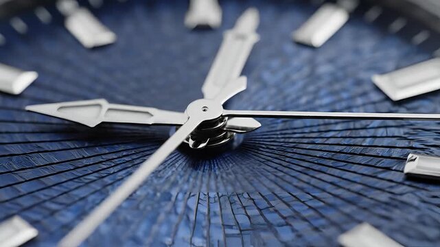 Closeup Macro Shot of a Luxury Watch Face with Blue Dial.