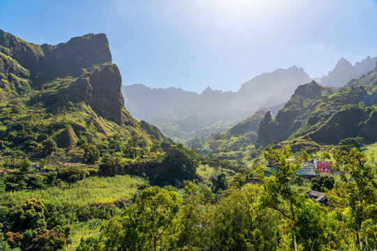 Lush agricultural area in the Paul Valley, Santo Ant&atilde;o Island, Cape Verde.