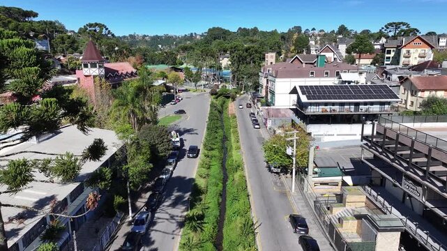 Campos Do Jordao Skyline In Sao Paulo Brazil. Mantiqueira Mountain Range. Winter  Destination. Brazilian Switzerland. Campos Do Jordao Skyline In Campos Do Jordao In Sao Paulo Brazil. Travel Vacation.