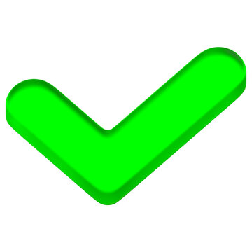 Glass Green Check Mark 3D Approval Icon Isolated on Transparent Background 3D Render