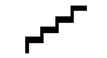Fototapeta premium Black silhouette of ascending stairs, symbolizing progress, success, growth, and upward movement. Simple graphic icon on white.