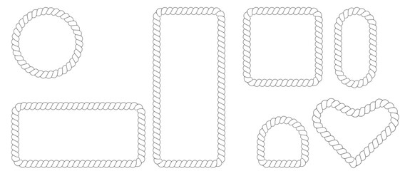 rope border collection with rectangle, square, circle, oval, heart, and arch frames © cherif