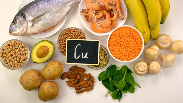 Foods that contain copper. Selective focus.