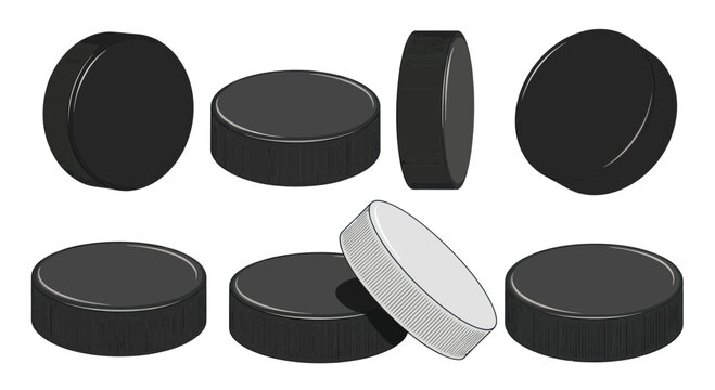 Ice Hockey Puck Collection - Multiple Angles and Views