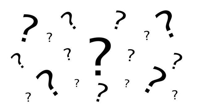 question mark animation on white background, motion graphics, 4k video