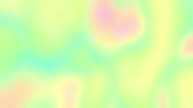 Abstract flowing motion background with pastel gradient in light green, yellow, peach, cyan, pink. Grainy blurred iridescent backdrop with copy space for music cover, social media, screens, web design