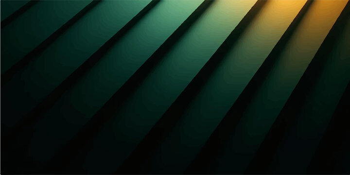 Abstract dark emerald green background with diagonal geometric layers and warm light glow