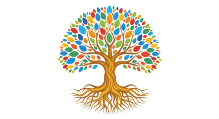 Colorful Tree of Life with Deep Roots © mamik
