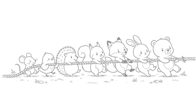 Group of cute cartoon forest animals.