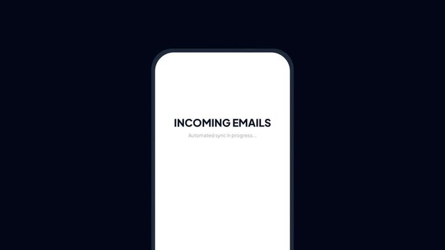 Automated Incoming Emails Sync Animation with Multiple Envelopes Falling into Smartphone Screen
