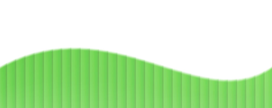 Abstract green wave glass effect striped background, eco-friendly gradient ribbed geometric vector banner