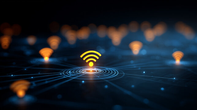 Wifi Global network on Earth concept Abstract business connection of lines from nodes It is connected to endless nodes and represents the innovation of communication in the networking

