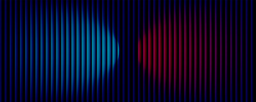 Versus colorful gradient abstract background. Refracted ribbed glass striped creative vector blue red backdrop for vs competition announcement
