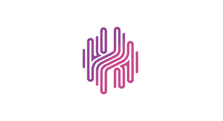 Obraz premium Minimalist abstract purple linear logo on white background