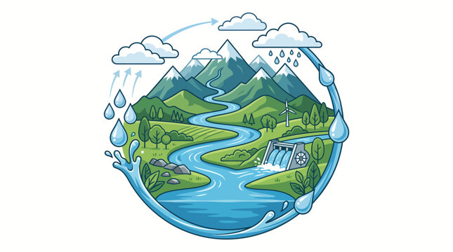 Earth with river and mountains.
