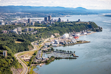 Obraz premium Aerial view of Quebec city and Saint Lawrence river 